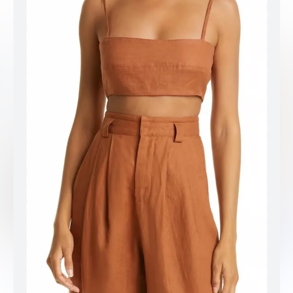 Ronny kobo collection: Brown Crop Top and High-Waisted Pants Set
